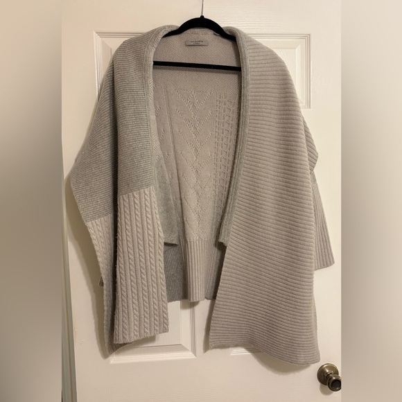 All Saints Wool Alpaca Blend Blanket Drape Oversized Link Cardigan Gray Xs